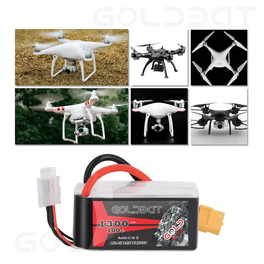 2 шт. GOLDBAT 1300 мАч Lipo батарея для fpv Lipo 4S 100C 14,8 в софткейс с XT60 разъем для Heli самолет БПЛА Дрон FPV RACING