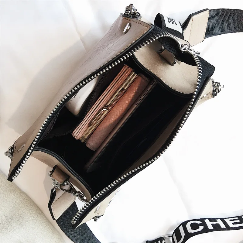 FEMALEE برميل على شكل الأزياء بو الجلود فرك Crossbody رسول حقائب إلكتروني واسعة حزام سلاسل تصميم دلو حقيبة كتف