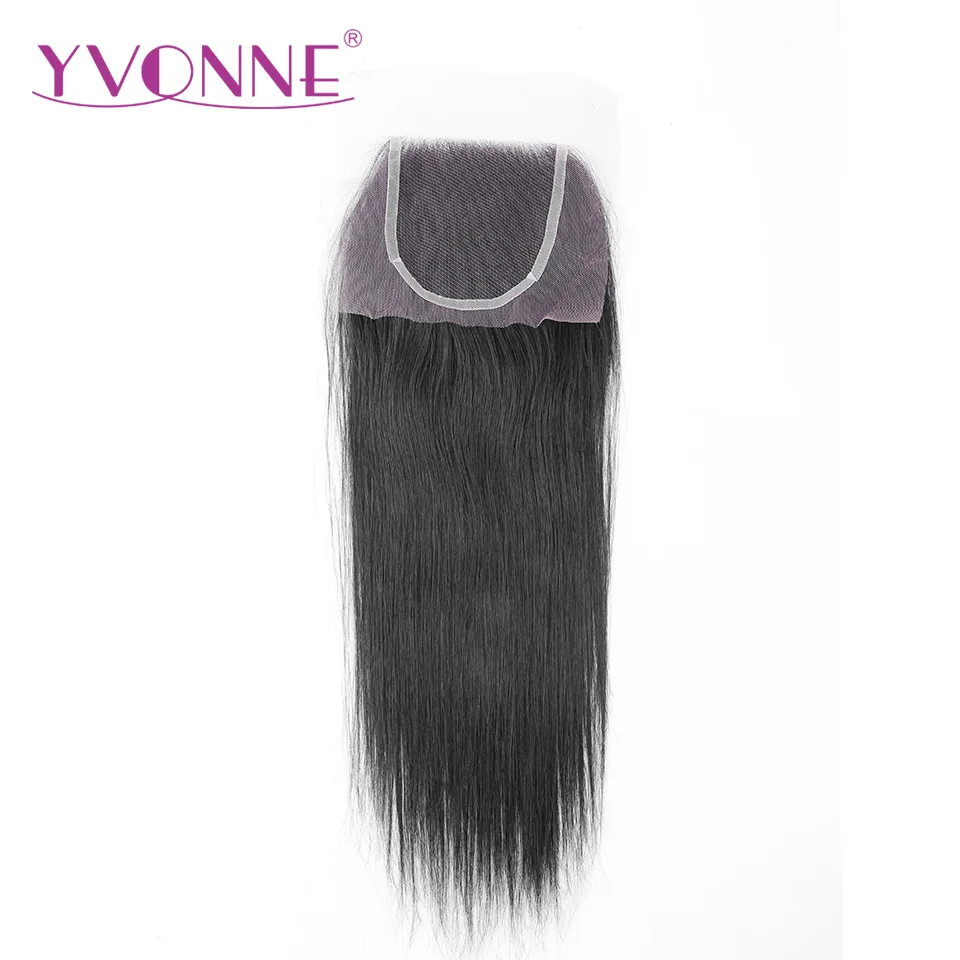 YVONNE Brazilian Straight Virgin font b Hair b font Lace Closure 4x4 Free Part font b