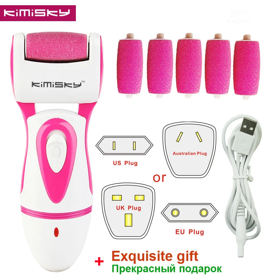 KIMISKY RED  RECHARGEABLE Foot Care Tool Pedicure Personal Care Foot File Electric Pedicure Tools 6Ps Sholls Rollers Heads