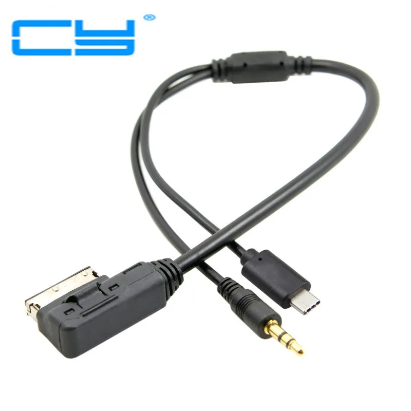 Медиа в AMI MDI стерео 3 5 мм аудио и USB C type c 1 Aux Кабель адаптер для автомобиля VW AUDI 2014 A4