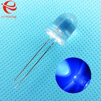 

10mm Blue LED Round Light Emitting Diode Transparent Ultra Bright Lamp Bead Plug-in DIY Kit Practice Wide Angle 10 mm 10 pcs/lot