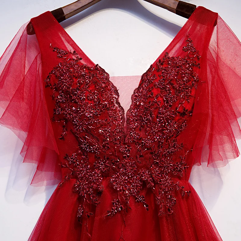 

Suosikki New Lace Flower Evening Dress Bride Banquet Sweet Appliques V-neck Cape Sleeves Floor-length Formal Party Gown