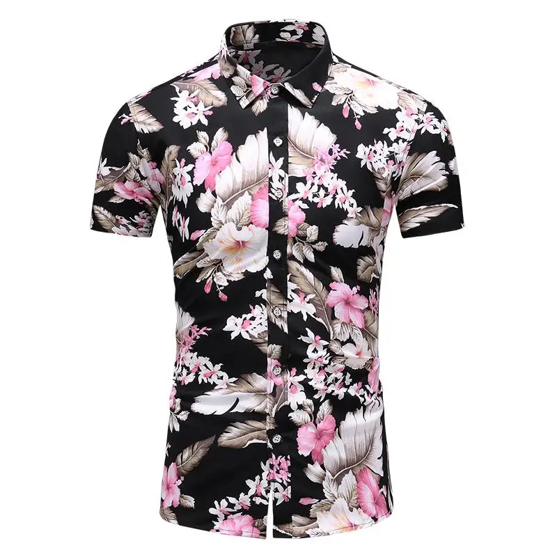 

Floral Hawaiian Shirt Men's Clothing Slim fit Mens Dress Shirts Social Short sleeve Luxury Blouse Men Summer Beach style