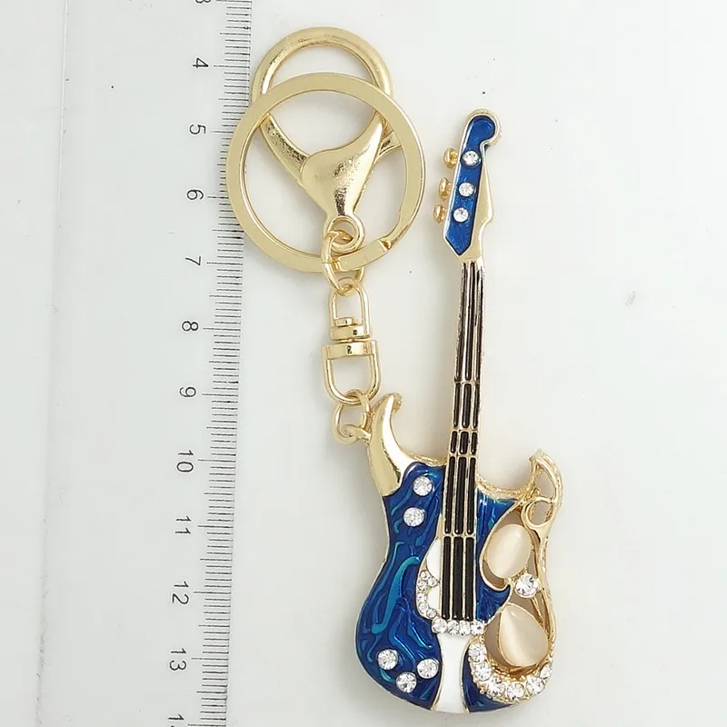 Guitarra llavero Llave de cristal anillo de cadenas para regalo de Navidad de la joyería Llaveros colgante G56 Guitarra llavero Llave de cristal anillo de cadenas para regalo de Navidad de la joyería Llaveros colgante G56