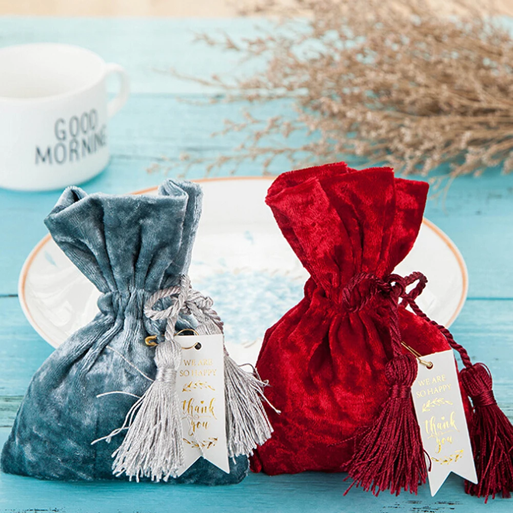 Креативные красные бархатные сумки 11x14 см, подарочные сумки на шнурке для свадебного подарка, маленькие золотые Сумки на шнурке, подарок бархатная сумочка мешки для конфет