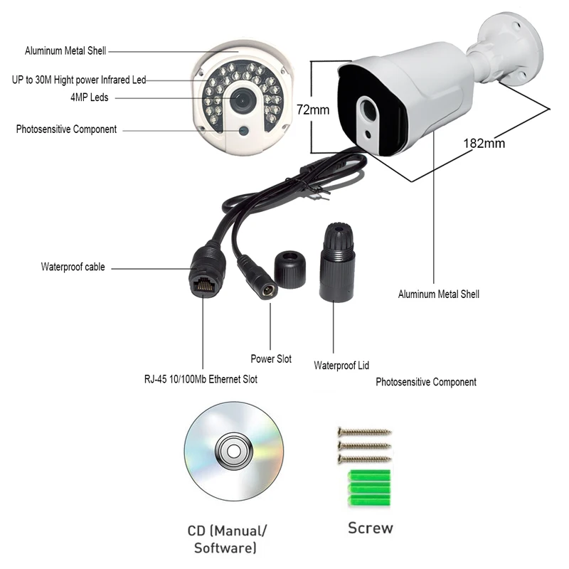 Kingcam 3.6 мм 6 8 объектив 4MP металла безопасности 48 В POE IP Камера Товары теле и