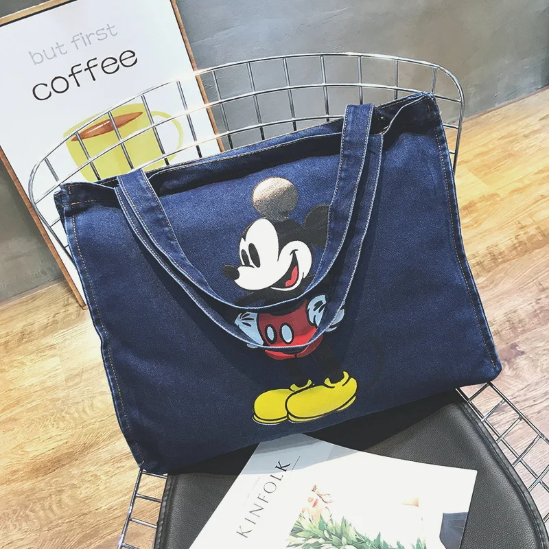 Disney Микки Мышь мультфильм большой Ёмкость покупателя в ковбойском стиле, на плечо сумка женская сумочка, женская сумка для отдыха уличная мода