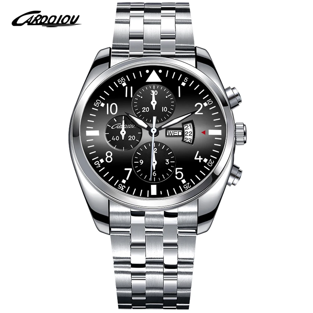 Top Brand Luxuy Quartz Men Watches Solid Stainless Steel Watch Double