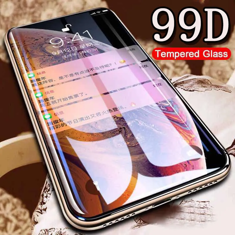

99D Protective Glass on the For iPhone X XS Max XR Tempered Screen Protector Film Curved Edge Glass XR XS Max Full Cover Glass
