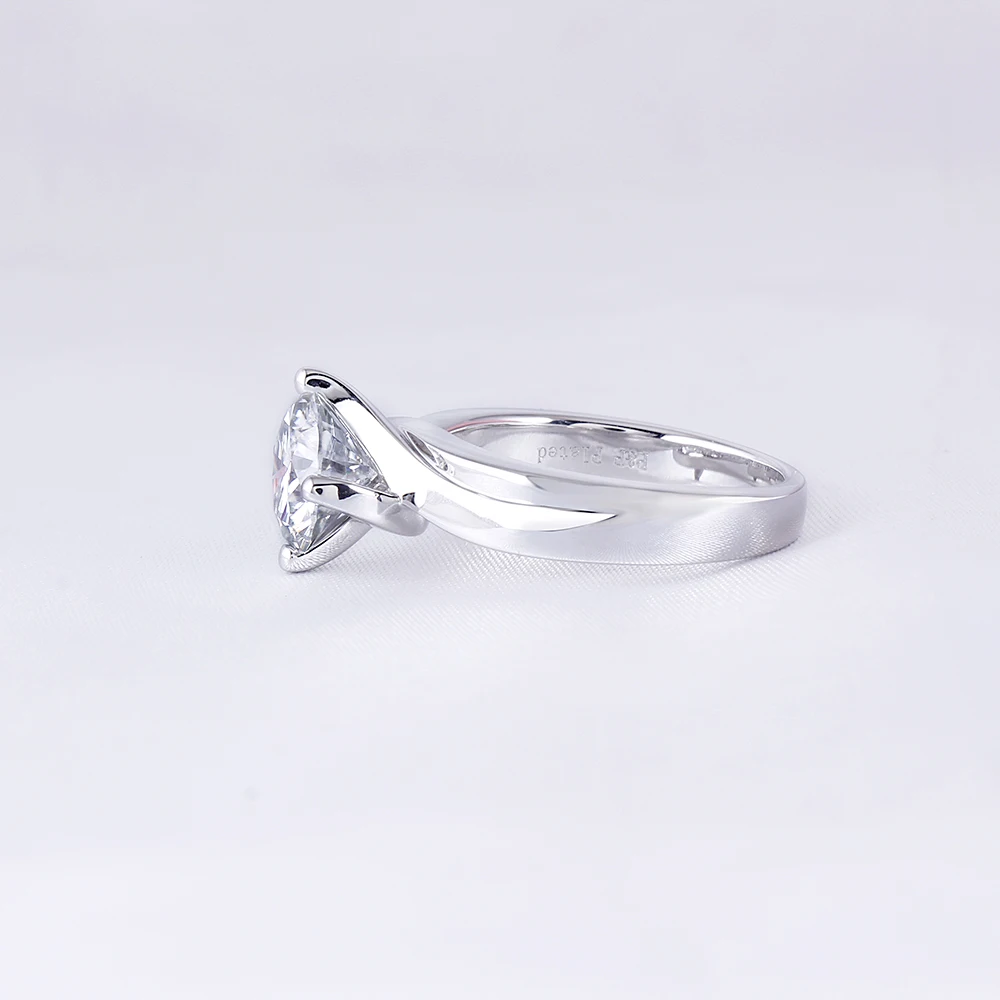 DovEggs Классический стерлингового серебра 925 2ct 8 мм HI color сердце и стрелки разрезанный Муассанит Помолвочное с солитёром кольцо для женщин
