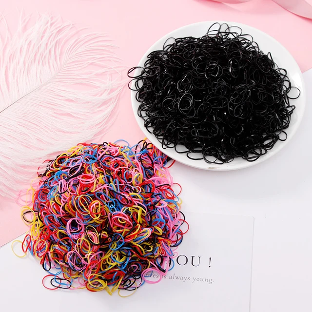 1000 Pcs Mini Rubber Bands,Soft Elastic Bands,Tiny Black Rubber Bands for  Home Office Use, 06*0.9 mm