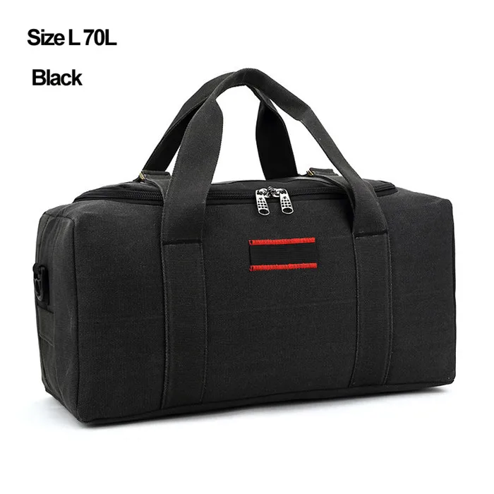 Мужская Холщовая Сумка большой вместимости 70L или 40L, Классическая багажная сумка, утолщенная прочная сумка, черная, коричневая, Армейская, зеленая, 3 цвета - Цвет: Black size L 70L