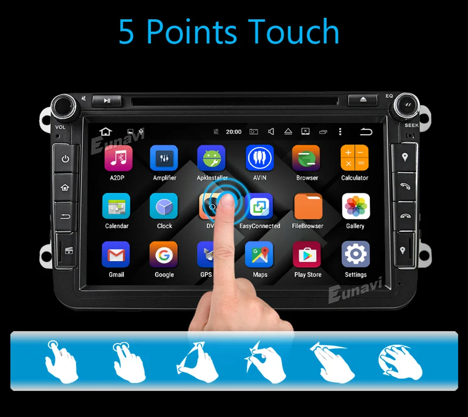 Clearance Eunavi Android 8.0 Octa Core 4GB RAM Car DVD for VW Passat CC Polo GOLF 5 6 Touran EOS T5 Sharan Jetta Tiguan GPS Radio Seat A 7