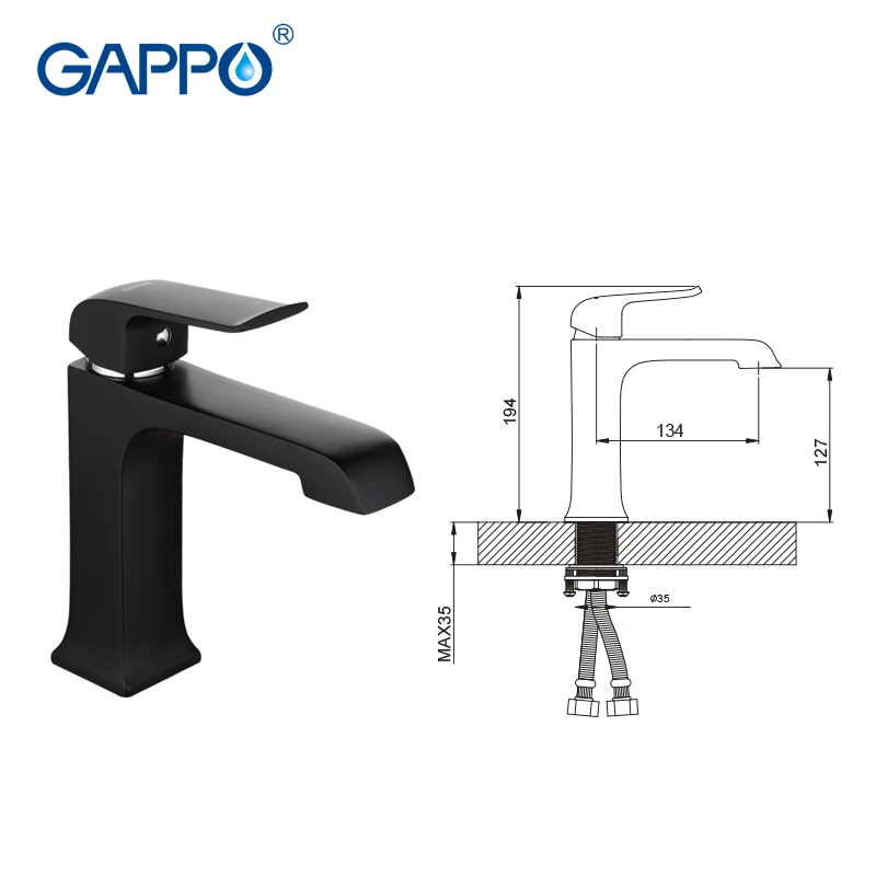 Günstige GAPPO Becken Armaturen schwarz messing becken mixer badezimmer wasserhahn wasserhahn wasserfall wasserhahn wasserhahn mischer wasserhahn torneira