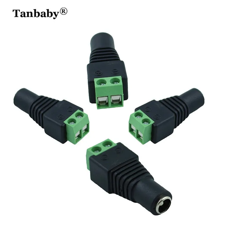 

Tanbaby 5pcs Female DC Power Jack Connector Plug Adapter 5.5x2.1mm For 5050 3528 Single Color LED Strip Light for CCTV Camera