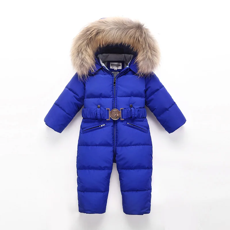 Детские пальто г., зимняя детская одежда для мальчиков 90% зимняя куртка-пуховик для девочек и мальчиков, зимняя одежда плотные пальто для маленьких детей, комбинезон - Цвет: Синий