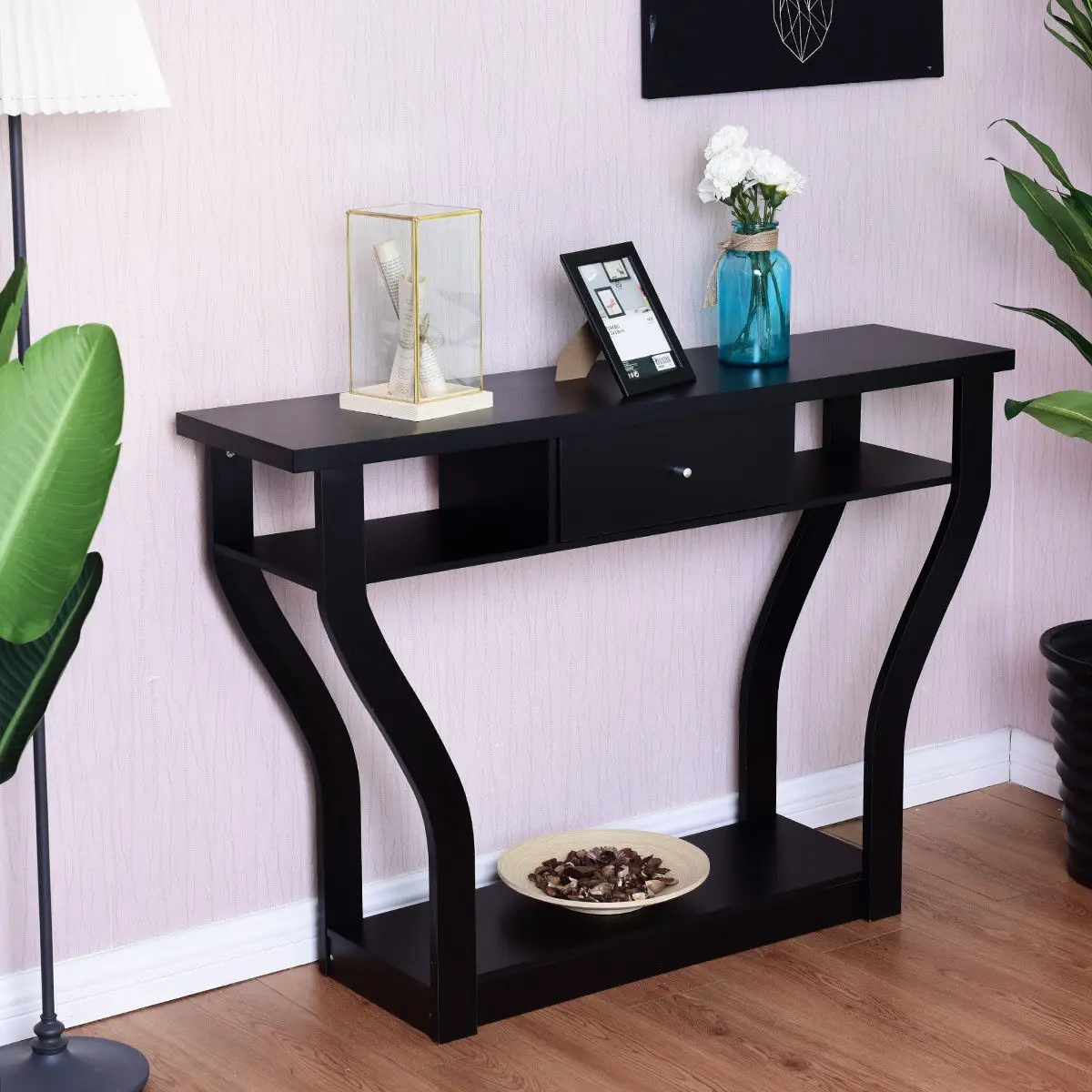 Us 92 99 Giantex Accent Console Table Modern Sofa Entryway Hallway Wood Display Desk With Drawer Living Room Furniture Hw56636 In Console Tables