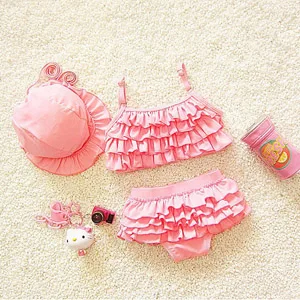 Sunny eva/бикини для девочек, купальный костюм для девочек из двух предметов, купальные костюмы для маленьких девочек, купальные костюмы с оборками, детские купальники-бикини для младенцев - Цвет: AIQING 1620 Pink