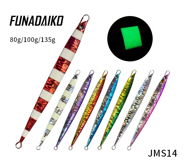 Iscas de Pesca Jig de Metal Funadaiko Lote Lento Pescs Jigging Jig Isca Artificial Pesca 80g 100g135g Velocidade 5 Pçs - 2 Esporte e Lazer
