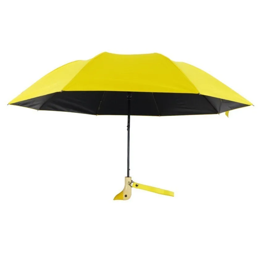 FGHGF Модная креативная деревянная утка ручка три складной зонтик Солнечный дождливый бренд зонтик черное покрытие Paraguas для женщин и мужчин