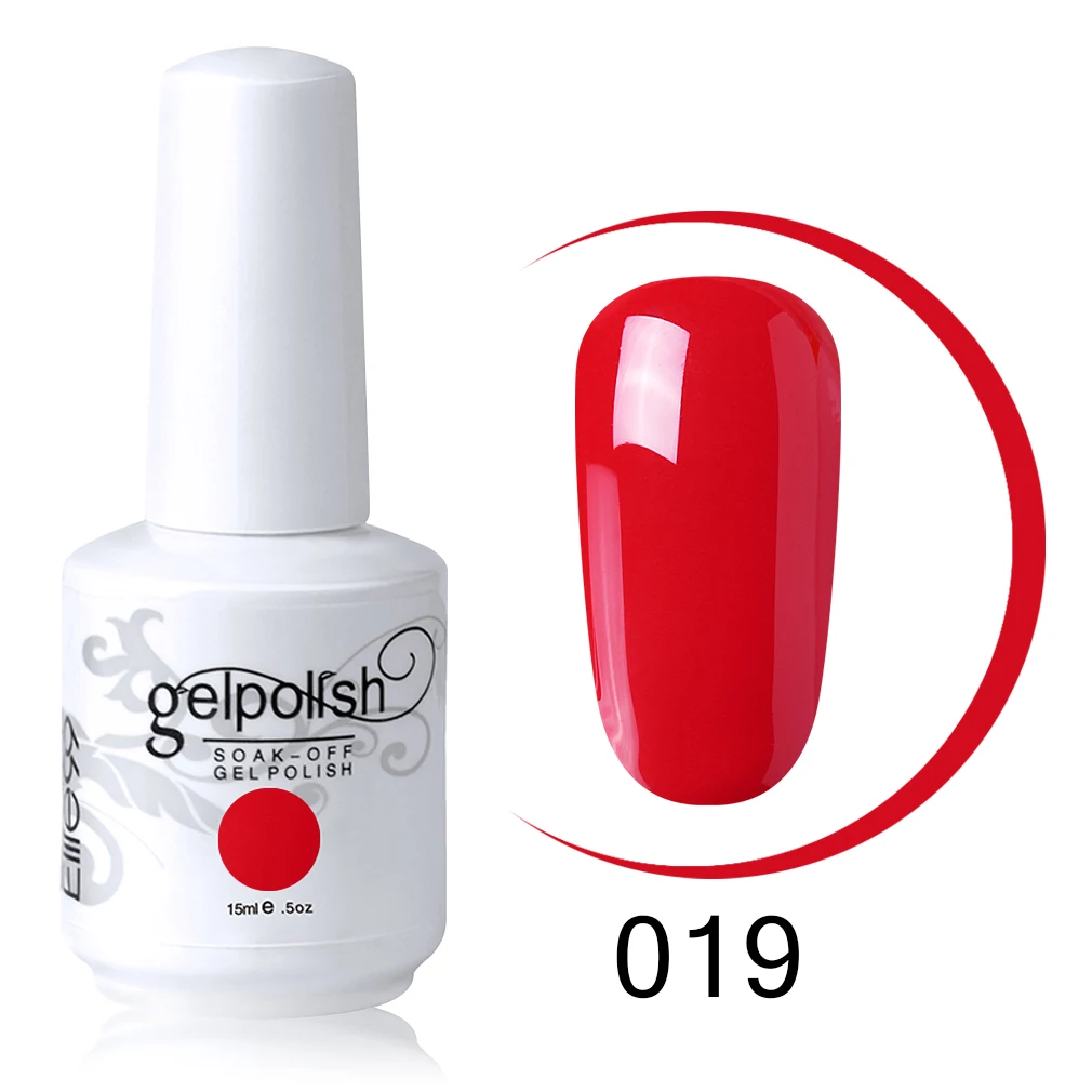 Elite99 15ml Soak Off Nail Gel Polish Semi Permanent Nail Art Manicure Gel Varnish Top Base Coat Needed Lacquer Gel For Nail - Color: 019