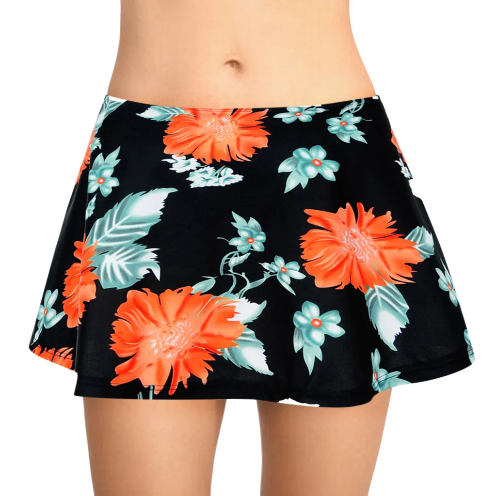 

2019 Summer Floral Print High Waist Bikini Bottoms Ruffle Swimsuit Bottom Swimwear Skirt Biquinis Feminino Maillot De Bain Femme