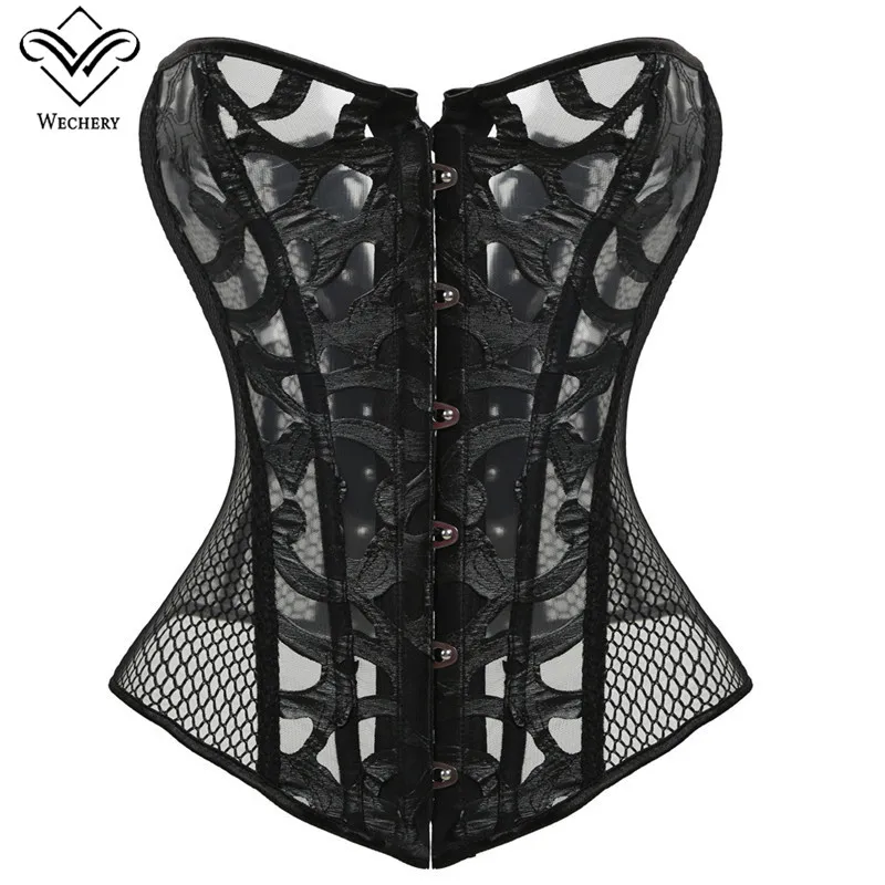 Wholesale Sexy Hollow Zipper Front Faux Leather Overbust Corset