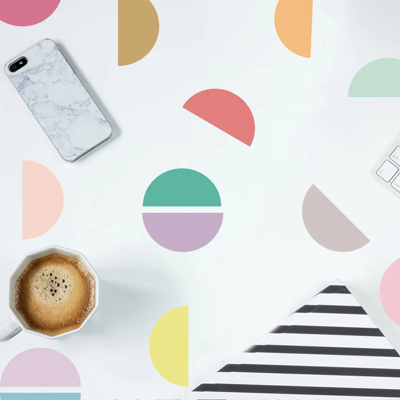 Tofok الملونة القوس جدار ملصقا Ins الشمال بسيطة نمط صائق الحائط الأطفال غرفة خزانة ديكور ملصقات جدار فتاة الحسنات