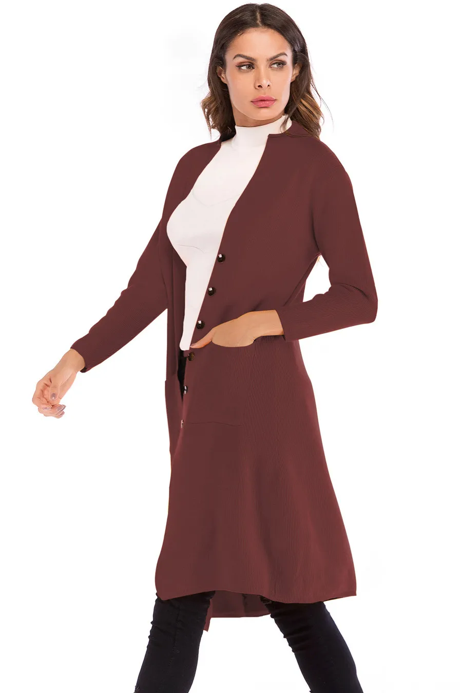 Gladiolus New 2018 Casual Autumn Winter Sweater Women Long Sleeve Button Pocket Knitted Long Cardigan Women Jumper Sweater Coats (13)