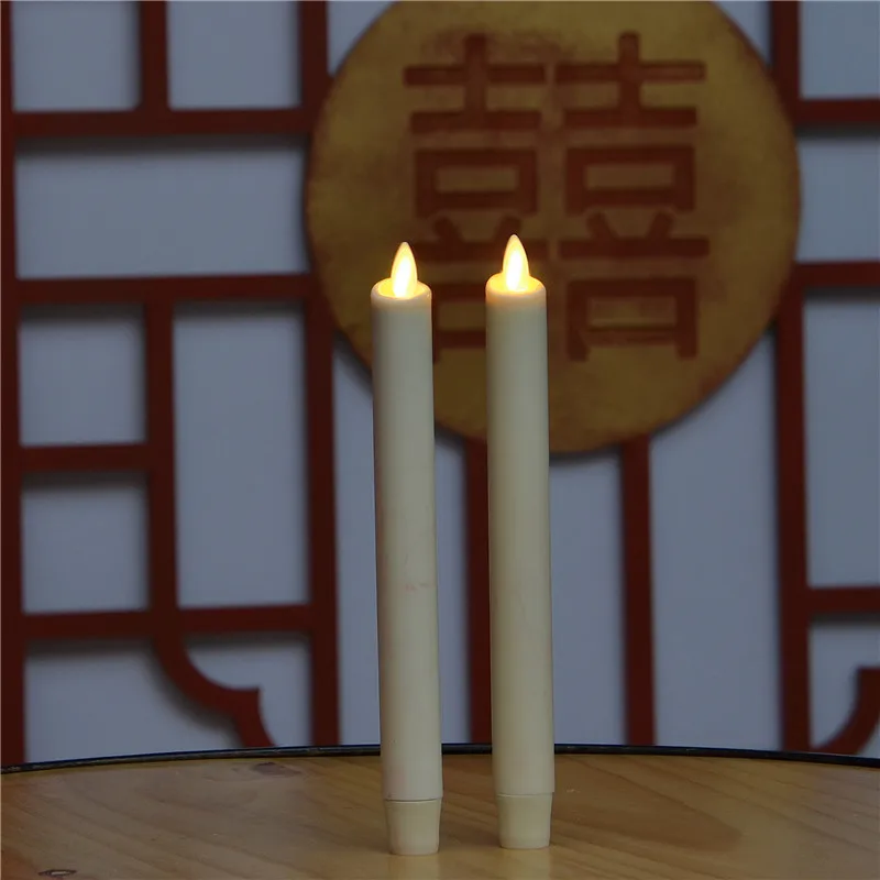 Luminara 8 Inches Classic Taper Candle Real Wax Dancing Flame Flameless