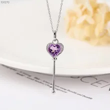 gemstone jewelry luxury classic 925 sterling silver plated purple crystal amethyst charm pendant necklace kjjeaxcmy fine jewelry 925 sterling silver plated white gold ring pendant deep amethyst necklace set ladies two piece suit