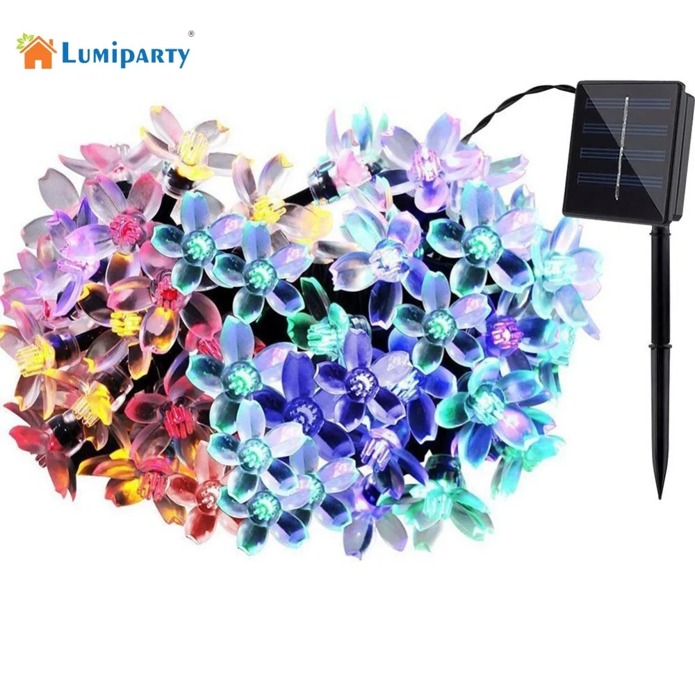 Lumiparty 50 светодиодов 7 м Солнечная лампа с цветком персика мощность светодиодная