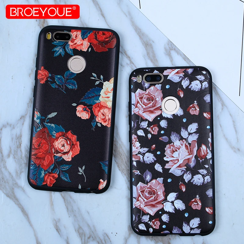 

BROEYOUE Retro Floral Phone Cover For Xiaomi Redmi Note 4X Black Luxury 3D Relief Soft Silicone Cases For Redmi 4X Note 5A Prime