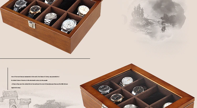 Хан 8 слотов для карт коробка для часов, чехол Дерево черный коробки для хранения часов чехол механические часы Дисплей подарочный футляр Для женщин ювелирные изделия Коробки C032