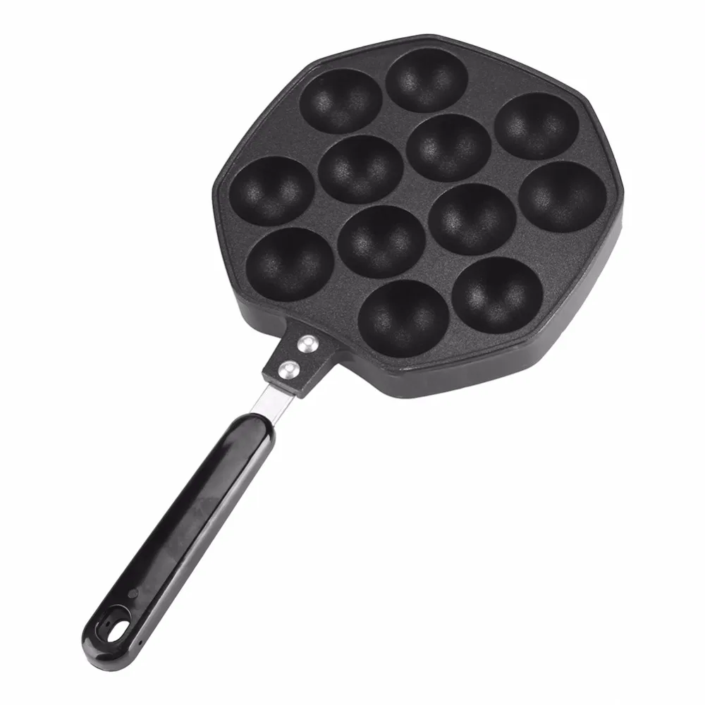 

12 Cavities Aluminum Alloy Takoyaki Pan Takoyaki Maker Octopus Small Balls Baking Forms Mold Pan Home Cooking Tools