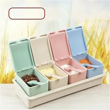 4 шт./компл. пшеничная соломенная приправа банка бутылка приправы набор кухонный туалетный солевой ящик приправа пластиковый AP11271622