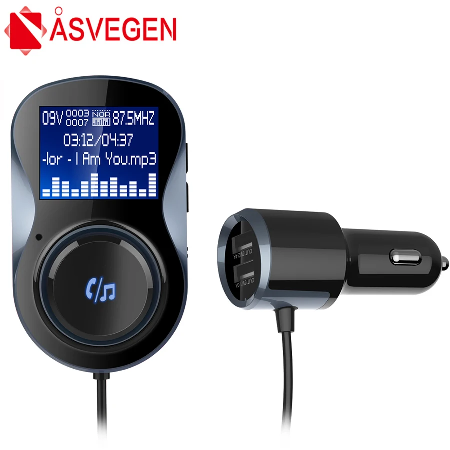 

Asvegen Bluetooth Car Kit FM Transmitter Mobile Phone Hands Free Bluetooth MP3 Audio Player Wireless Modulator USB Charger BC30