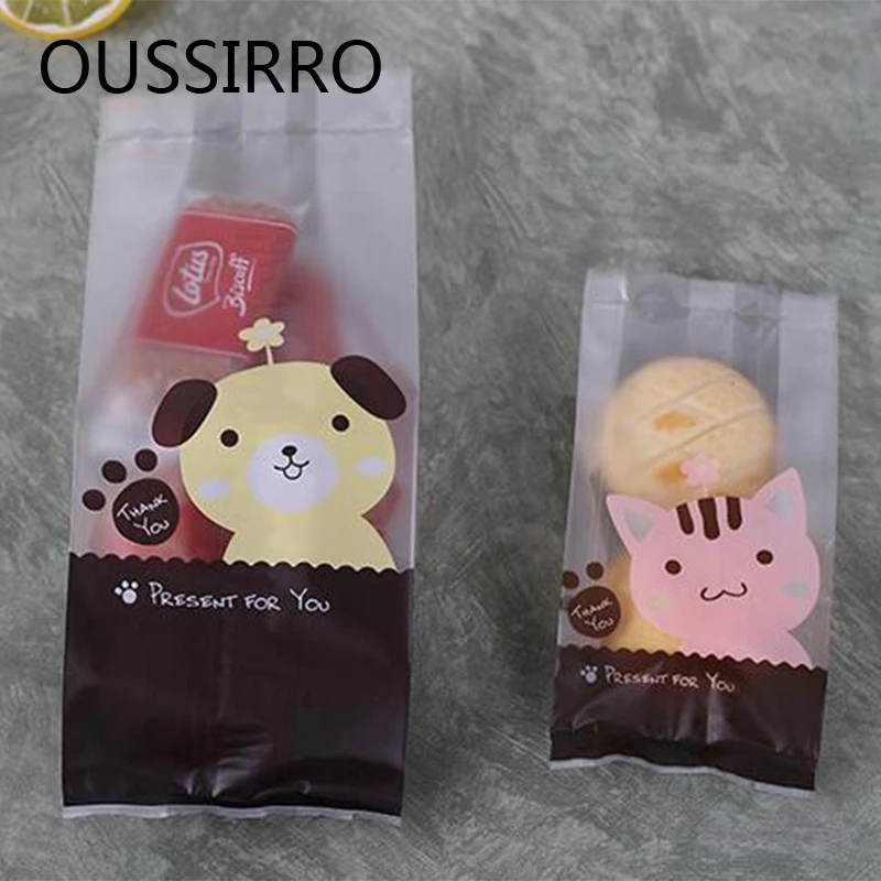 

25Pcs Kawaii Cat Dog Plastic Cookie Biscuit Packaging Bags Cake Chocolate Baking Pastry Candy Gift Bag For Wedding Party Favor