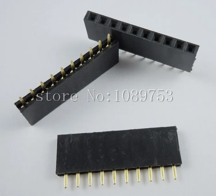 

100PCS 10Pin 2.54mm Single Row Straight Female Pin Header 10P Strip PBC
