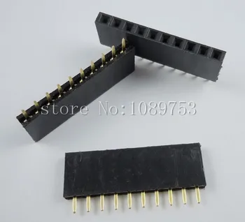 

100PCS 10Pin 2.54mm Single Row Straight Female Pin Header 10P Strip PBC