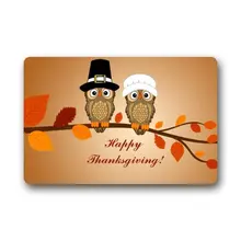 Счастливого Дня благодарения в виде забавной Совы арт нетканый тканевая дверца коврик в помещении/на открытом воздухе/Ванная комната коврики для ванной для дома/офиса/Спальня