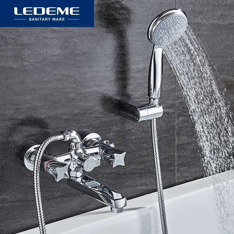 Billig LEDEME Top Qualität Bad Dusche Armaturen Set Mixer Dusche Badewanne Regen Dusche Set Toilette Große Dusche Kopf L3187