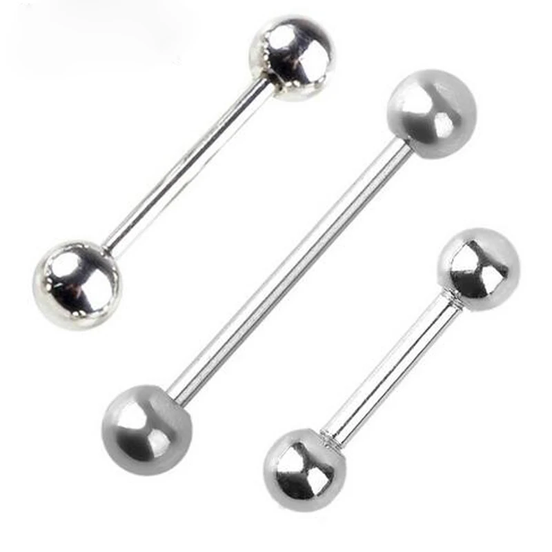 

10Pcs/Lot 316L Stainless Steel Barbell 18G Labret Ear Nail Rings Tongue Nipple Bar Ring Body Piercing Jewelry Wholesale