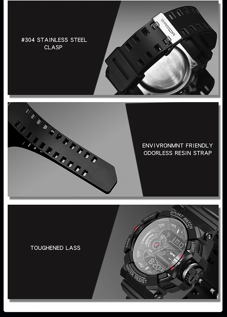 SANDA мужские модные спортивные часы мужские военные часы с будильником противоударные водонепроницаемые цифровые часы reloj hombre