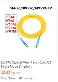 10 шт. fibra оптика ftth патч-корд LC/UPC-SC/UPC одномодовое Симплексное волокно ПВХ кабель 3,0 мм 3 м волокно патч-корд джемпер