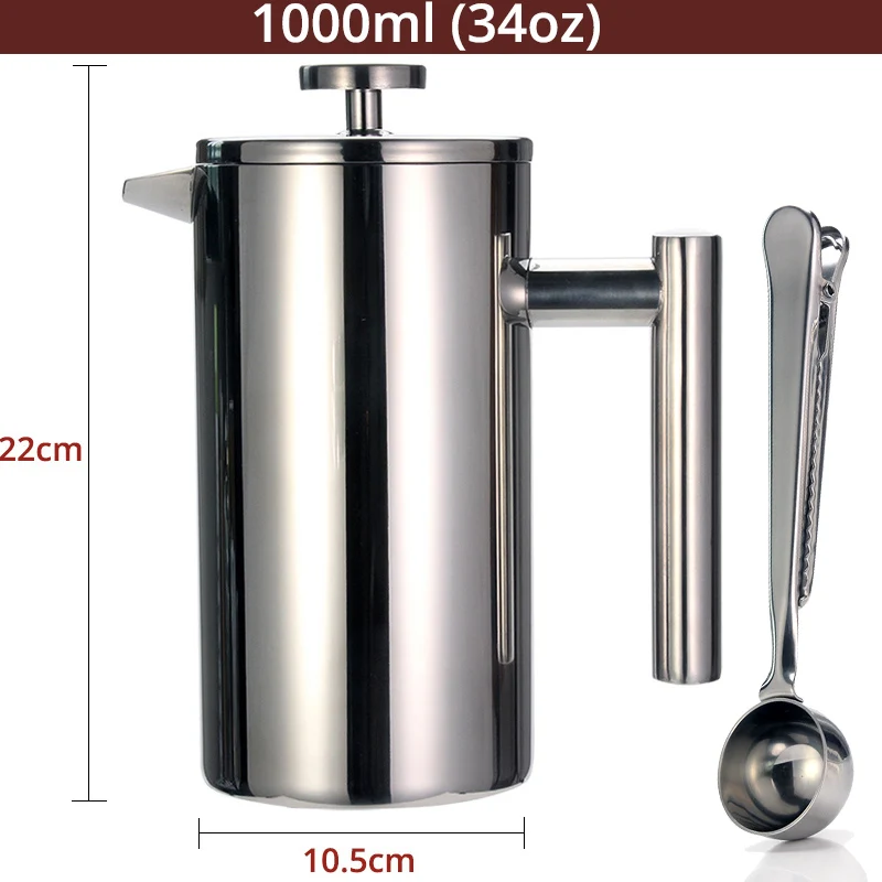 French Press Coffee Maker - Double Wall Stainless...