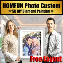 HOMFUN-personalización de foto privada, pintura de diamante artesanal, hacer tu propia imagen, taladro completo, bordado de diamantes de imitación, regalo