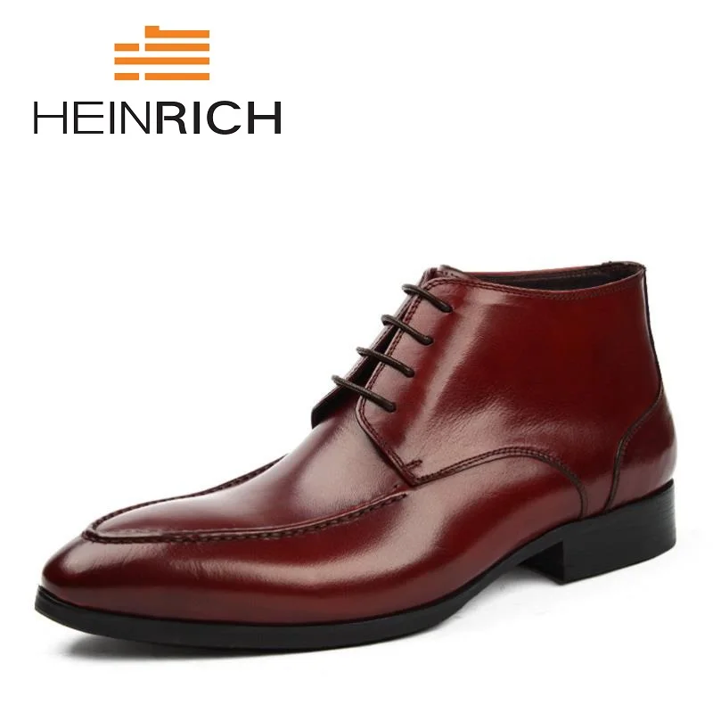 

HEINRICH 2018 New Fashion Brand Men Ankle Boots Genuine Leather Handmade Men Shoes For Business Office Derby Man Boots Stivali