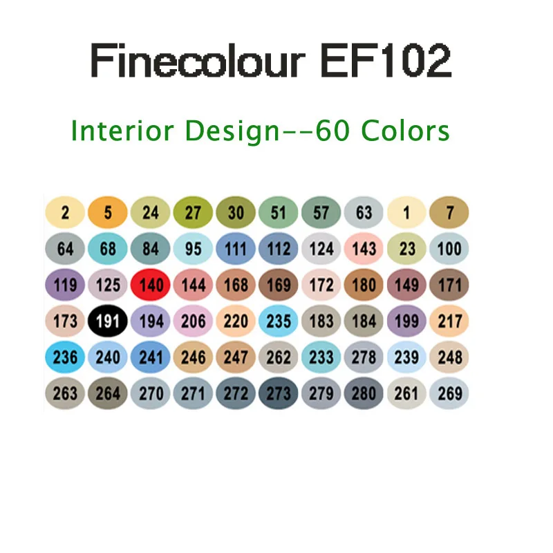 Finecolour EF102 двухсторонняя кисть для рисования 36/72/160 мягкая фломастера рисовать Архитектура/одежда/Промышленность/Дизайн интерьера - Цвет: 60 interior EF102